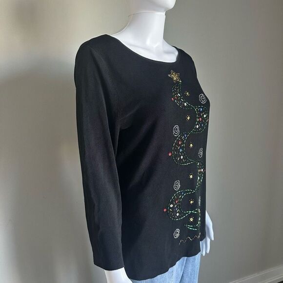Lucia Burns Vintage Beaded Christmas Knit Top - Picture 2 of 7